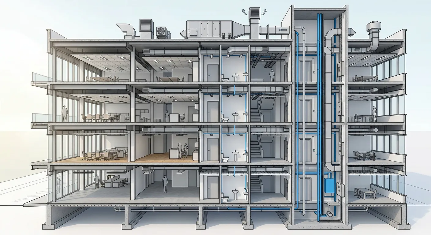 Buildings & networks concept illustration